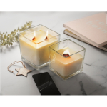 Extra-large vanilla-scented candle, 2 wooden wicks transparent colour ambient view