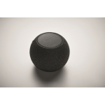 Round speaker, black bamboo detail on top black colour third photographic view