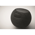 Round speaker, black bamboo detail on top black colour fourth photographic view