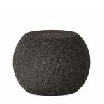 Round speaker, black bamboo detail on top black colour view with print area