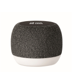 Small wireless speaker, RPET, black bamboo detail black colour view with print area