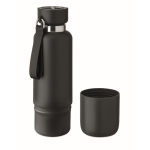 Insulated bottle with handle, cup at base, 500 ml black colour
