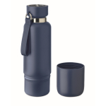 Insulated bottle with handle, cup at base, 500 ml navy-blue colour