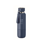 Insulated bottle with handle, cup at base, 500 ml navy-blue colour view with print area