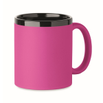 Ceramic mug, soft-touch coloured coating, 300 ml fuchsia colour