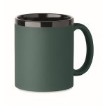 Ceramic mug, soft-touch coloured coating, 300 ml dark green colour