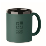 Ceramic mug, soft-touch coloured coating, 300 ml dark green colour view with print area