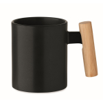 Ceramic mug, straight wooden handle, 320 ml black colour second view