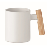 Ceramic mug, straight wooden handle, 320 ml white colour second view