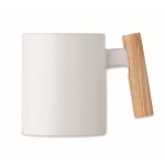 Ceramic mug, straight wooden handle, 320 ml white colour fourth view