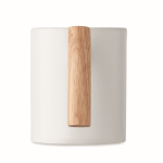 Ceramic mug, straight wooden handle, 320 ml white colour sixth view