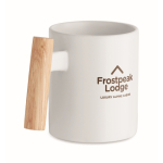 Ceramic mug, straight wooden handle, 320 ml white colour main view