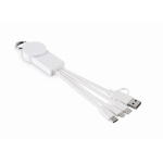 Keyring, multiple charging cables, assorted connectors white colour fourth view