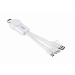 Keyring, multiple charging cables, assorted connectors white colour fourth main view