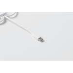Keyring, multiple charging cables, assorted connectors white colour photographic view