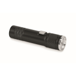 Extendable recycled aluminium torch, 3 light settings, zoom black colour