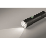 Extendable recycled aluminium torch, 3 light settings, zoom black colour third photographic view