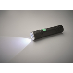Extendable recycled aluminium torch, 3 light settings, zoom black colour sixth photographic view