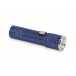 Extendable recycled aluminium torch, 3 light settings, zoom blue colour