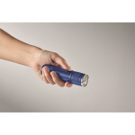 Extendable recycled aluminium torch, 3 light settings, zoom blue colour fourth photographic view