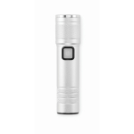 Extendable recycled aluminium torch, 3 light settings, zoom matt silver colour second view