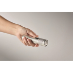 Extendable recycled aluminium torch, 3 light settings, zoom matt silver colour fourth photographic view
