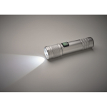 Extendable recycled aluminium torch, 3 light settings, zoom matt silver colour sixth photographic view