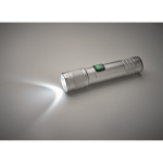 Extendable recycled aluminium torch, 3 light settings, zoom matt silver colour seventh photographic view