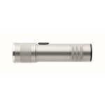 Extendable recycled aluminium torch, 3 light settings, zoom matt silver colour eighth view