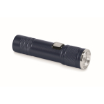 Extendable recycled aluminium torch, 3 light settings, zoom navy-blue colour