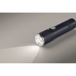 Extendable recycled aluminium torch, 3 light settings, zoom navy-blue colour third photographic view