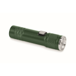 Extendable recycled aluminium torch, 3 light settings, zoom dark green colour