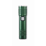 Extendable recycled aluminium torch, 3 light settings, zoom dark green colour second view