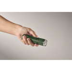 Extendable recycled aluminium torch, 3 light settings, zoom dark green colour fourth photographic view