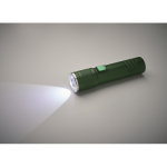 Extendable recycled aluminium torch, 3 light settings, zoom dark green colour sixth photographic view