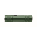 Extendable recycled aluminium torch, 3 light settings, zoom dark green colour eighth view