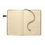 Black hardcover notebook, USB memory included, A5, ruled pages black colour fourth view