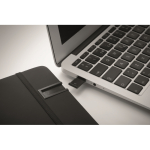 Black hardcover notebook, USB memory included, A5, ruled pages black colour fifth photographic view