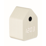 Small birdhouse-shaped desk clock, with alarm white colour