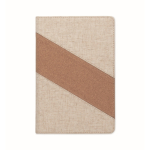 Notebook with cork and cotton details, wireless charger, A5 beige colour