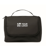 Organiser toiletry bag, single compartment, hanging hook black colour view with print area