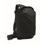 Elegant black synthetic leather shoulder bag, soft touch black colour