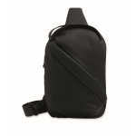 Elegant black synthetic leather shoulder bag, soft touch black colour second view