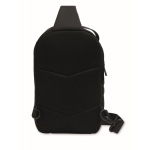 Elegant black synthetic leather shoulder bag, soft touch black colour third view