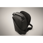 Elegant black synthetic leather shoulder bag, soft touch black colour fifth photographic view