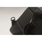 Elegant black synthetic leather shoulder bag, soft touch black colour sixth photographic view