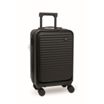 Hard-shell trolley, compartments for documents and laptop, 20'' black colour view with print area