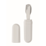 Set of 3 reusable sustainable cutlery, matching case white colour second view