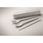 Set of 3 reusable sustainable cutlery, matching case white colour fourth photographic view