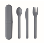 Set of 3 reusable sustainable cutlery, matching case matt black colour